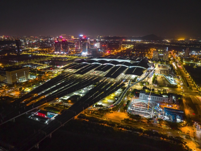 【5K延时夜景】广州南站延时航拍视频