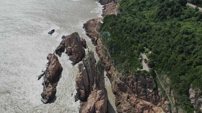 浙江台州大陈岛甲午岩风景航拍视频