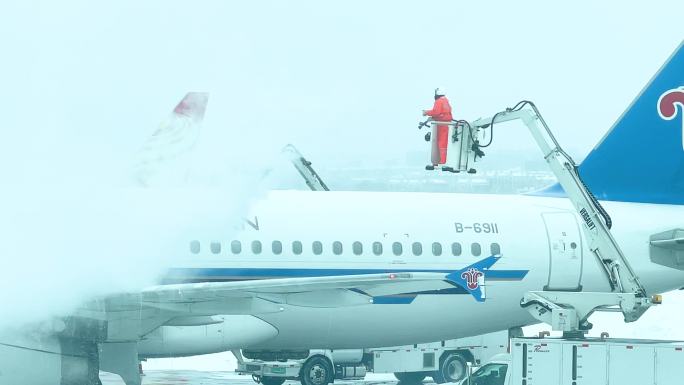 飞机 大雪 飞机除雪