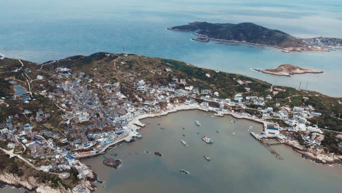 东极岛风景 海岛大海 灯塔 海面空镜头