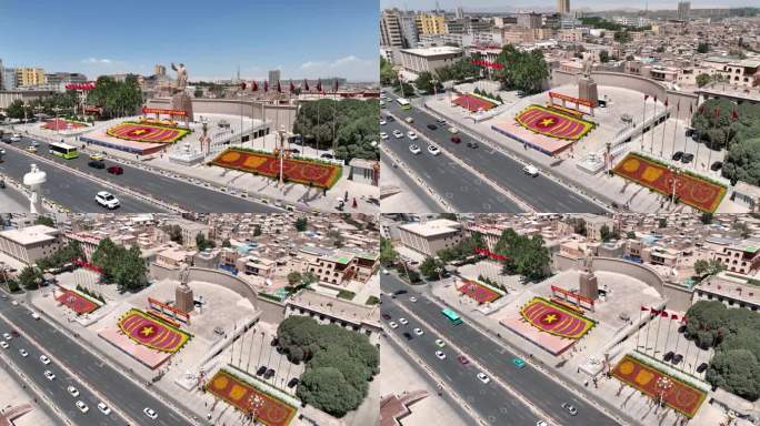 4K喀什人民广场航拍2022年最新