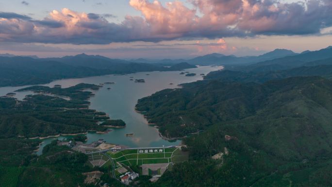 白盘珠水库绿水青山航拍高清视频