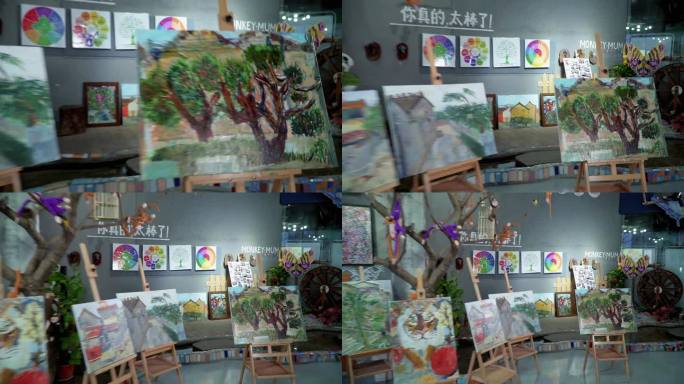 水彩画 画廊 油画 猴子 画室 创意