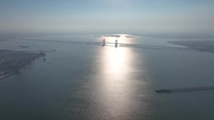 4K泉州湾大桥海上大桥航拍