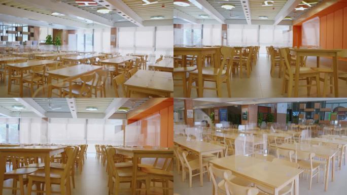 学校饭堂、课桌、餐厅空镜