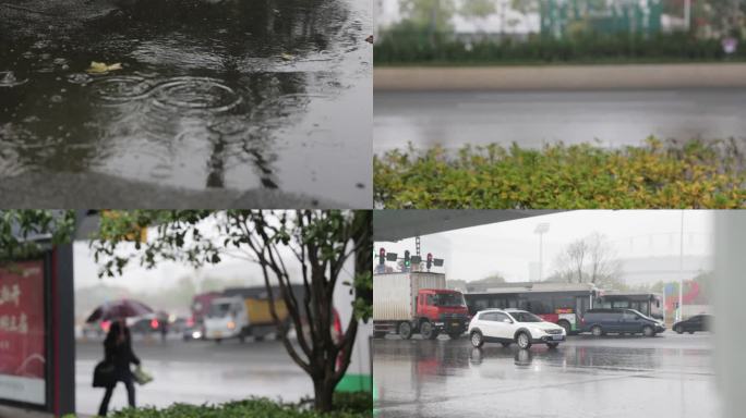 警示教育 马路车流 雨景 反腐纪委