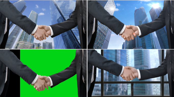 高端企业商务合作握手4+1（带通道）