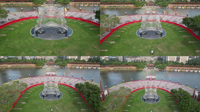 南海千灯湖城市新地标巨型醒狮4k航拍视频