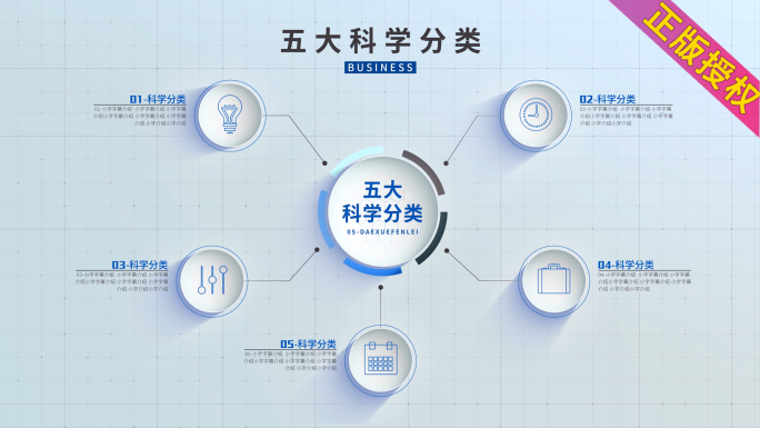 无插件-五大分类简洁商务架构信息模板