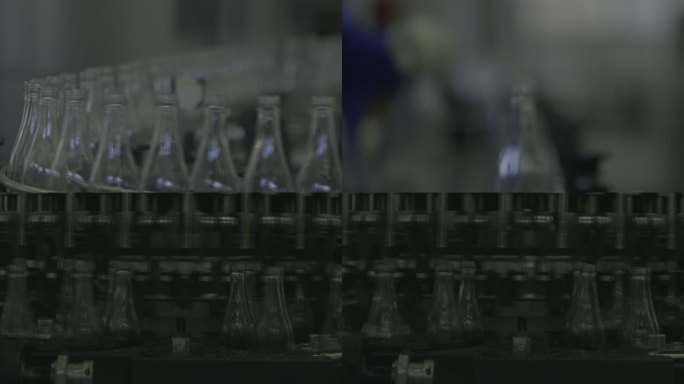 一组玻璃瓶生产线高清素材
