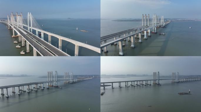 4K泉州湾大桥海上大桥航拍
