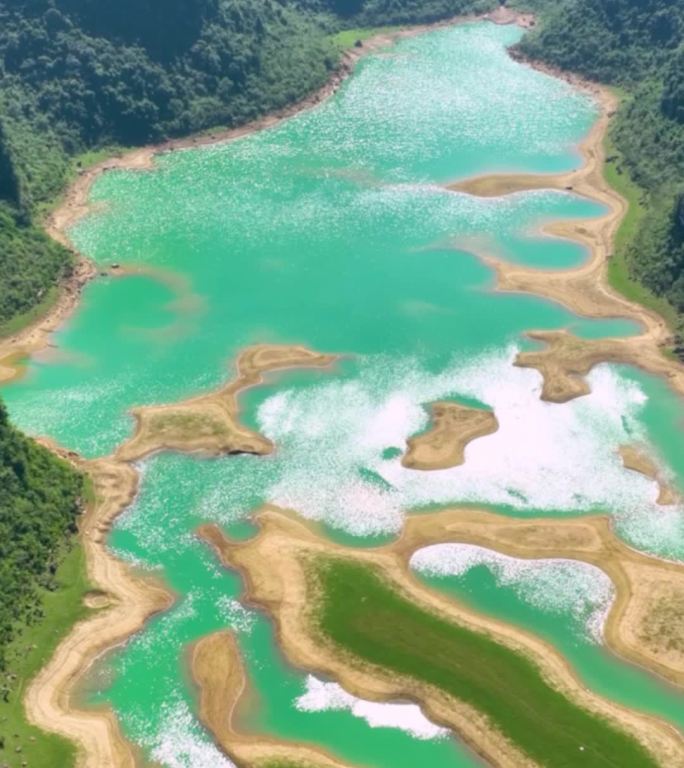 高清竖屏航拍隆安更望湖最美风光