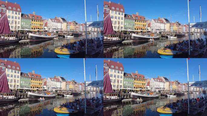 繁华的丹麦哥本哈根新港码头风光