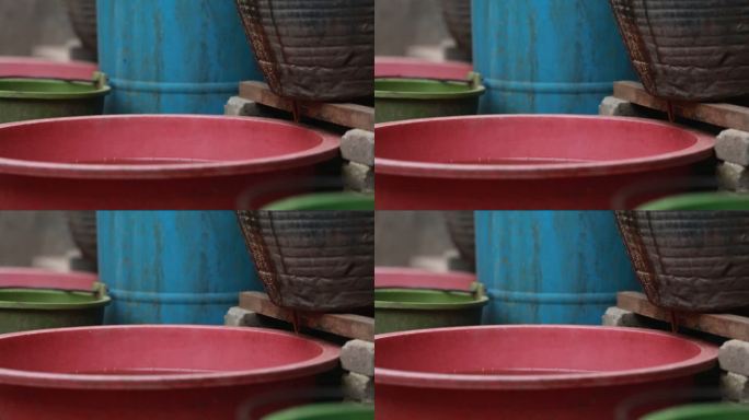 农家小院传统米醋香醋发酵制作视频素材 大红盆