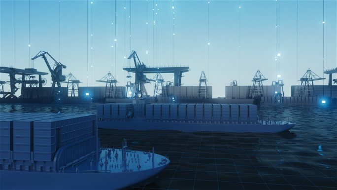 海运港口集装箱科技线条