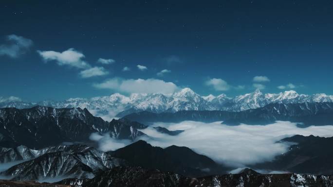 川西牛背山贡嘎雪山云海星空延时