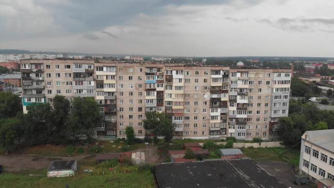 俄罗斯斯大林建筑民居苏式建筑航拍