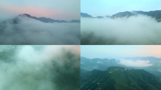4K 云雾缭绕的山村