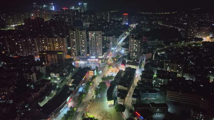 4K航拍肇庆广宁县城夜景