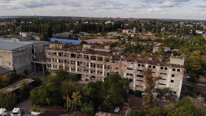 俄罗斯废旧工厂破房子航拍