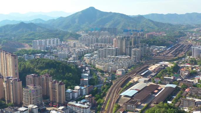 漳平航拍乡村振兴城市交通车站全景