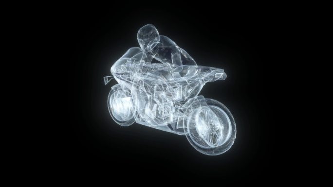 全息透明摩托车骑手素材带通道