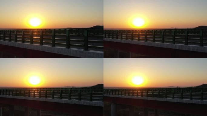 高架桥剪影日落夕阳高速公路大桥护栏防护