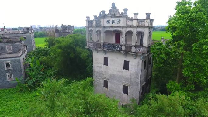 广东江门开平碉之乡碉楼田野风景