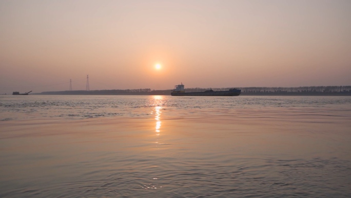 长江夕阳素材，长江岸边水流，长江沙滩素材