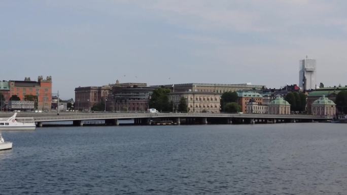 瑞典首都斯德哥尔摩城市与梅拉伦湖风光