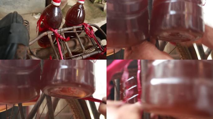 老式自行车挂醋瓶