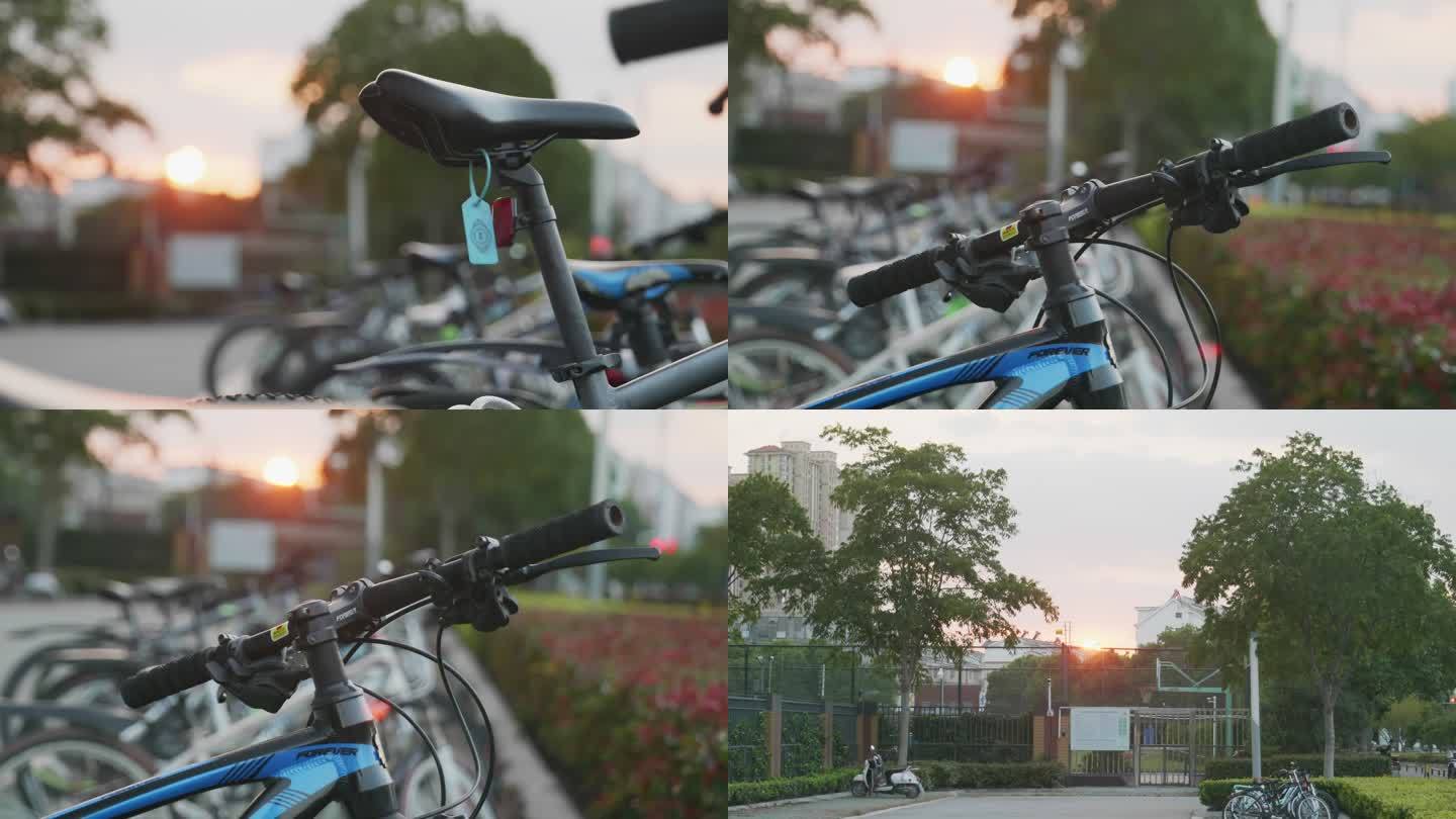 夕阳下自行车空镜