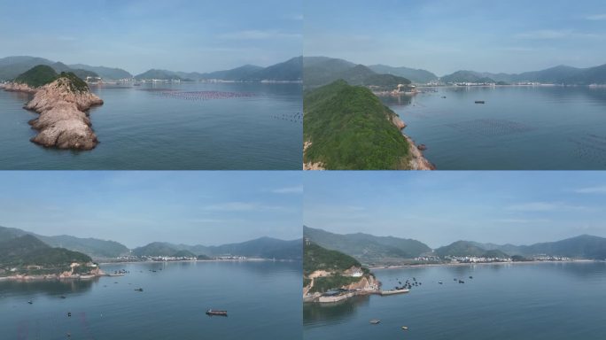 4K宁德霞浦高罗海滩码头渔港清晨航拍