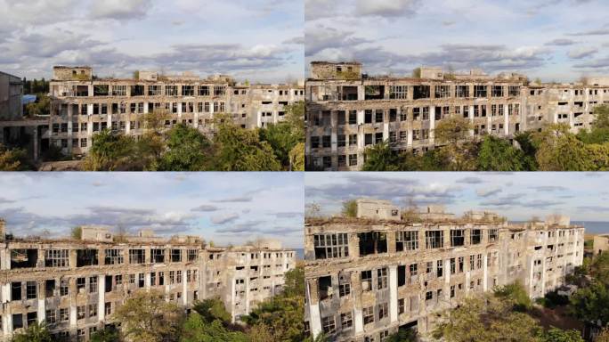 俄罗斯废旧工厂破房子航拍