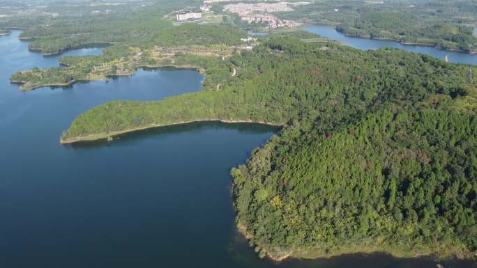 四川省绵阳市游仙区仙海水利风景区航拍