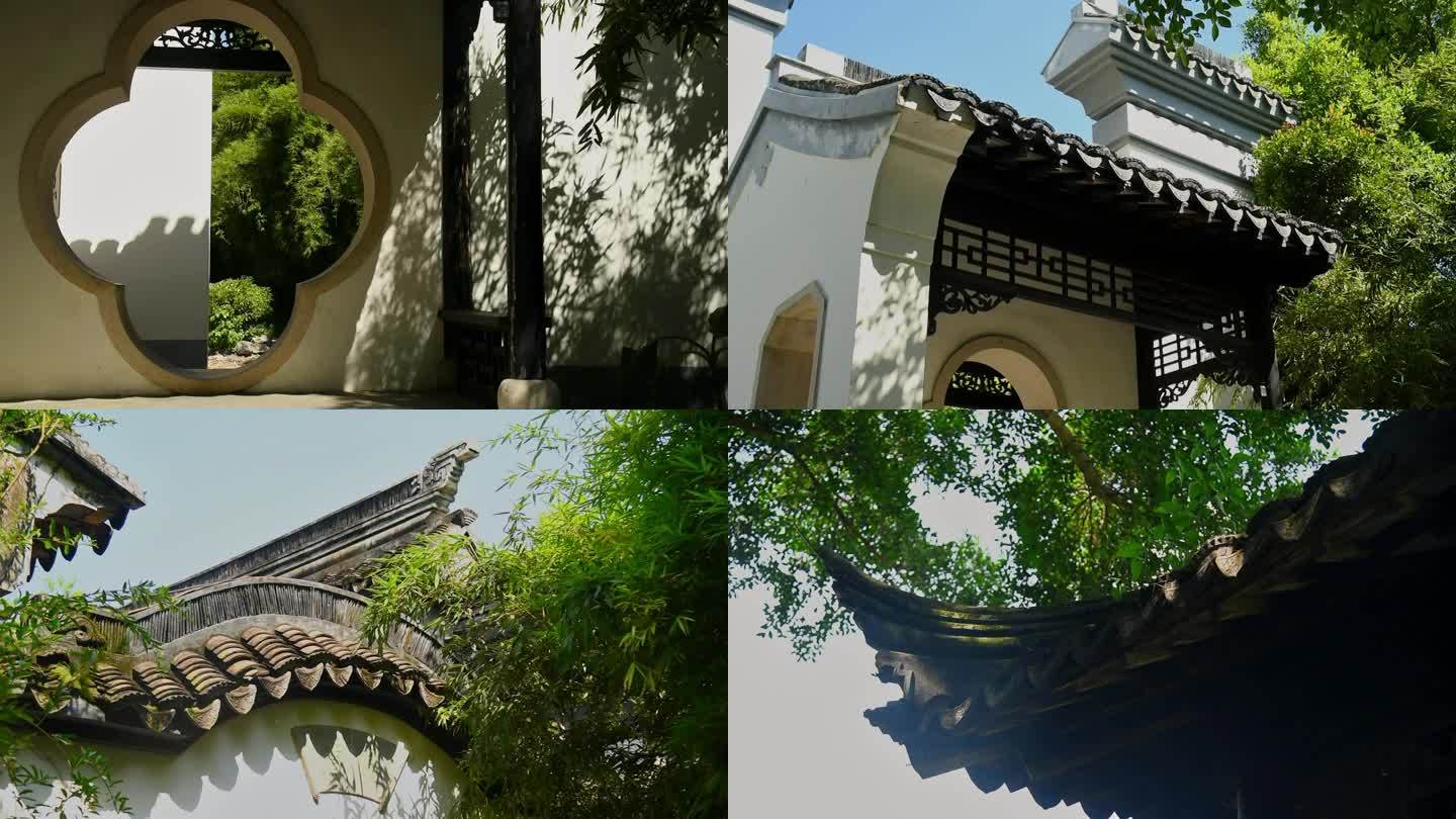 夏天古建筑屋檐绿植古风意境