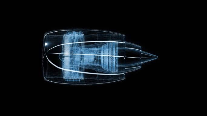 透视全息飞机发动机透明通道素材