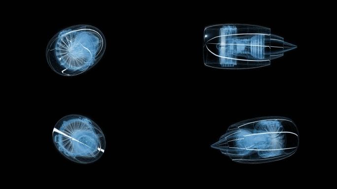 透视全息飞机发动机透明通道素材