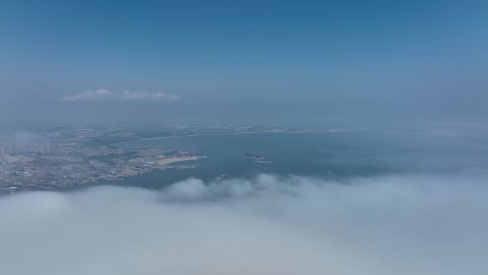 4K泉州石狮详农码头石湖港区海域穿云航拍