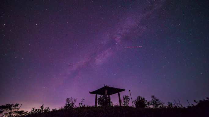 4K山顶茶园凉亭星空银河