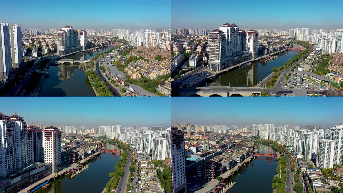 4K航拍山东省临沂市涑河城市风景