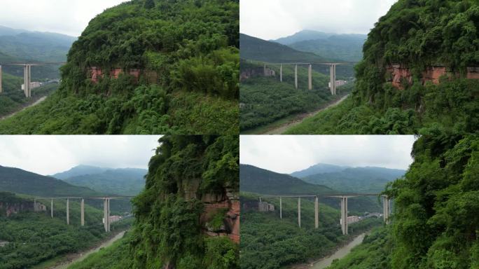 无人机航拍贵州丹霞公路大桥4K素材