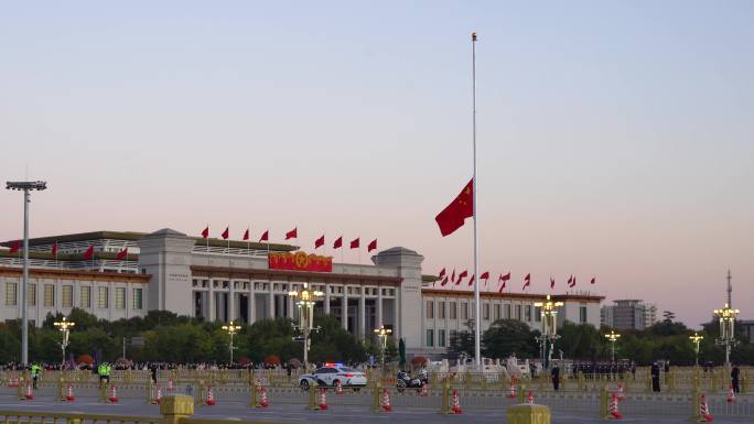 4K北京天安门观看降旗仪式国旗班仪仗队