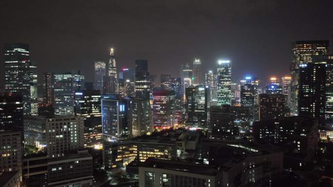 深圳南山区后海建筑群夜景航拍