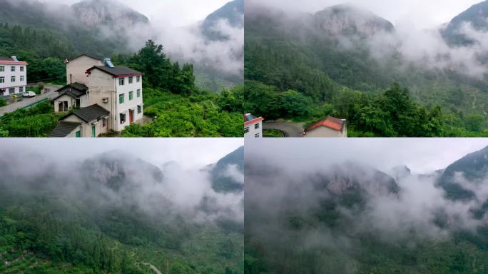 三峡山村晨雾