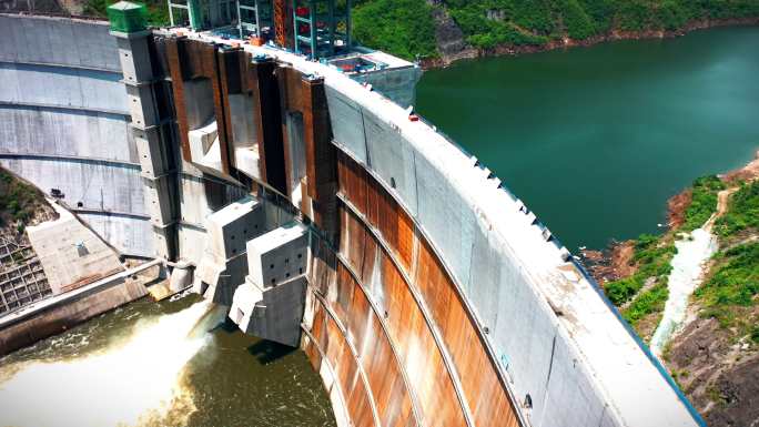 青山绿水 大坝建设 水利 发电站航拍大景