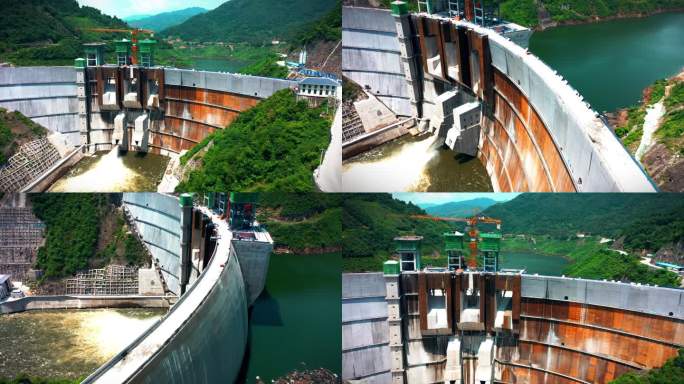 青山绿水 大坝建设 水利 发电站航拍大景