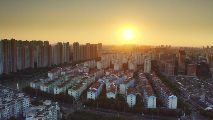 常州城市傍晚空景