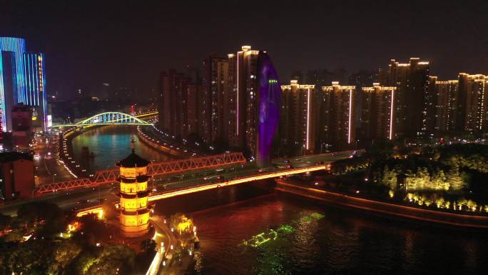 芜湖 中江塔 航拍 夜景 城市