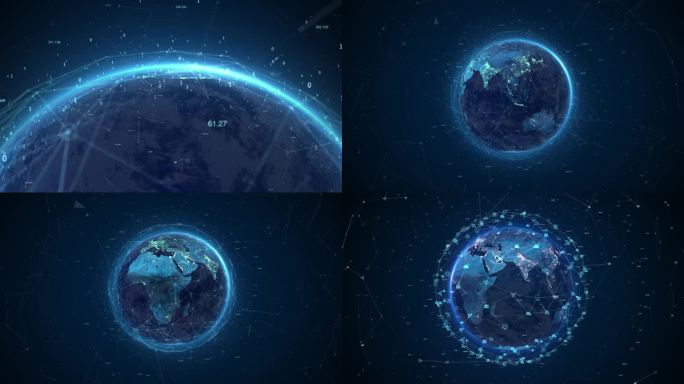 高端科技点线地球特效AE模板4K